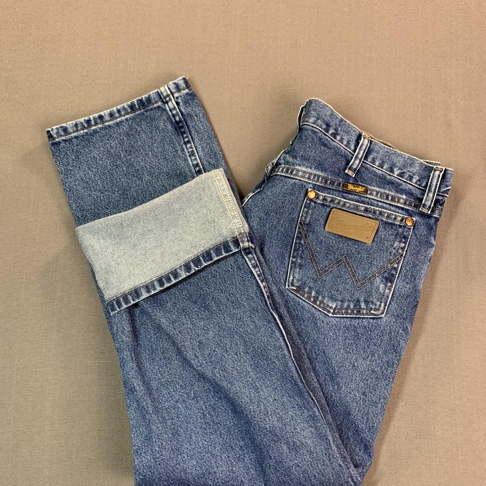 VTG Wrangler Jeans Mens 36x30 Blue Regular Fit Straight Leg Denim Med Wash Work